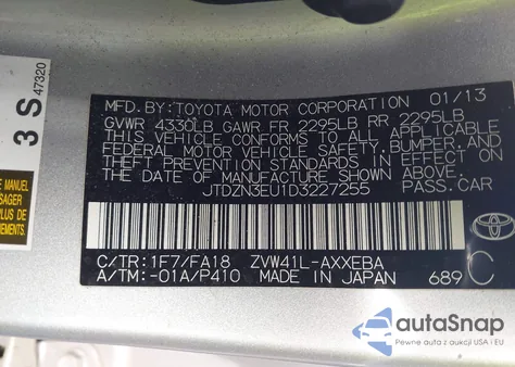 2013 Toyota Prius V Three z USA, uszkodzony, nr VIN JTDZN3EU1D3227255
